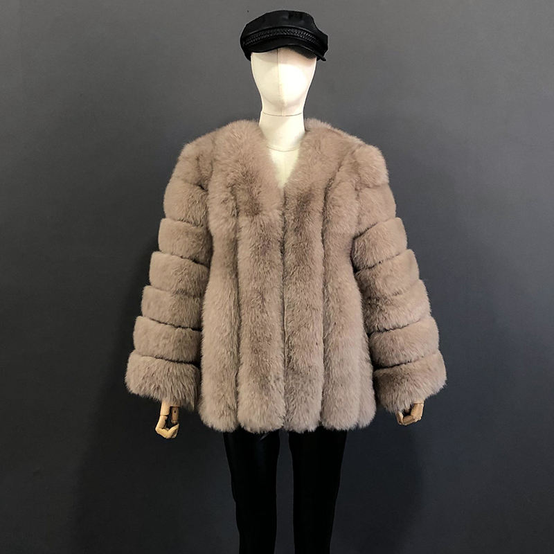 MIRA - Fur coat straight