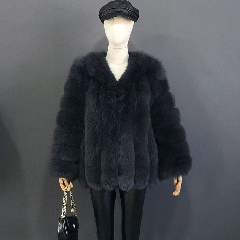 MIRA - Fur coat straight