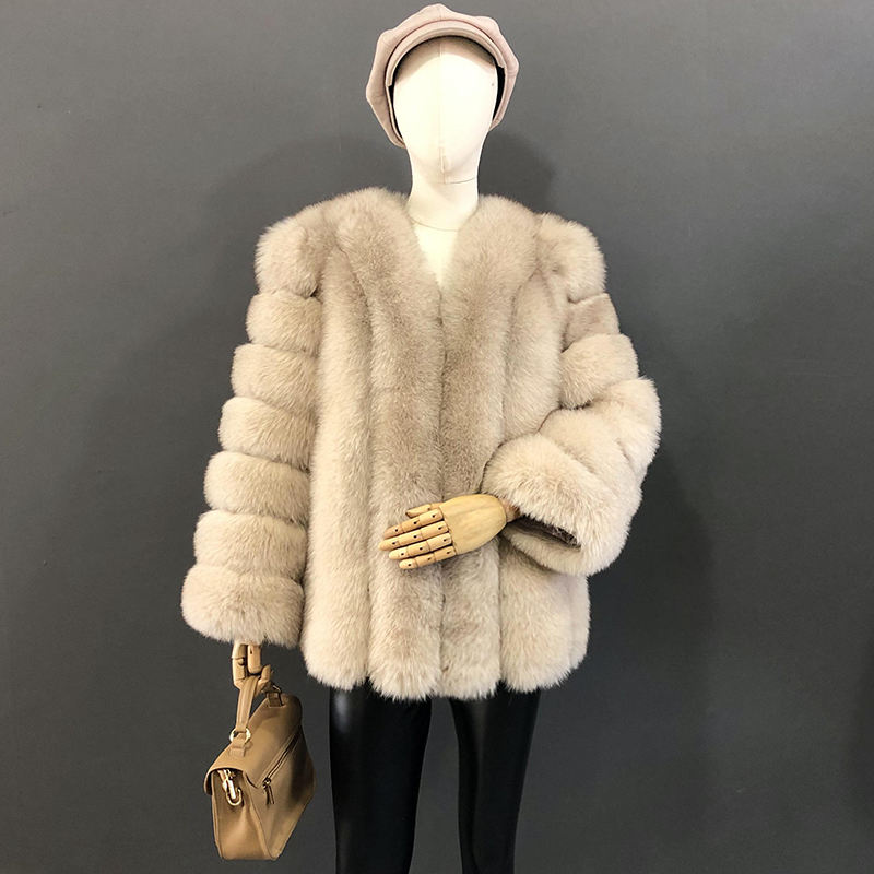 MIRA - Fur coat straight