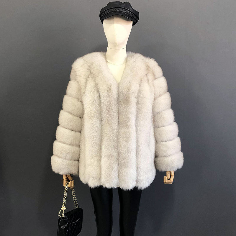 MIRA - Fur coat straight