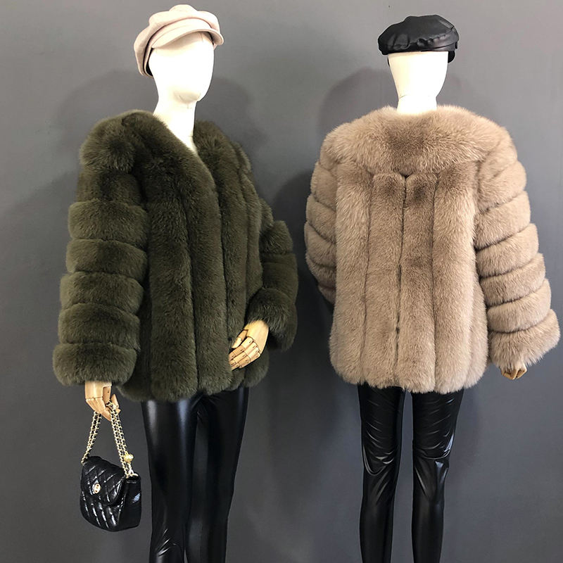 MIRA - Fur coat straight