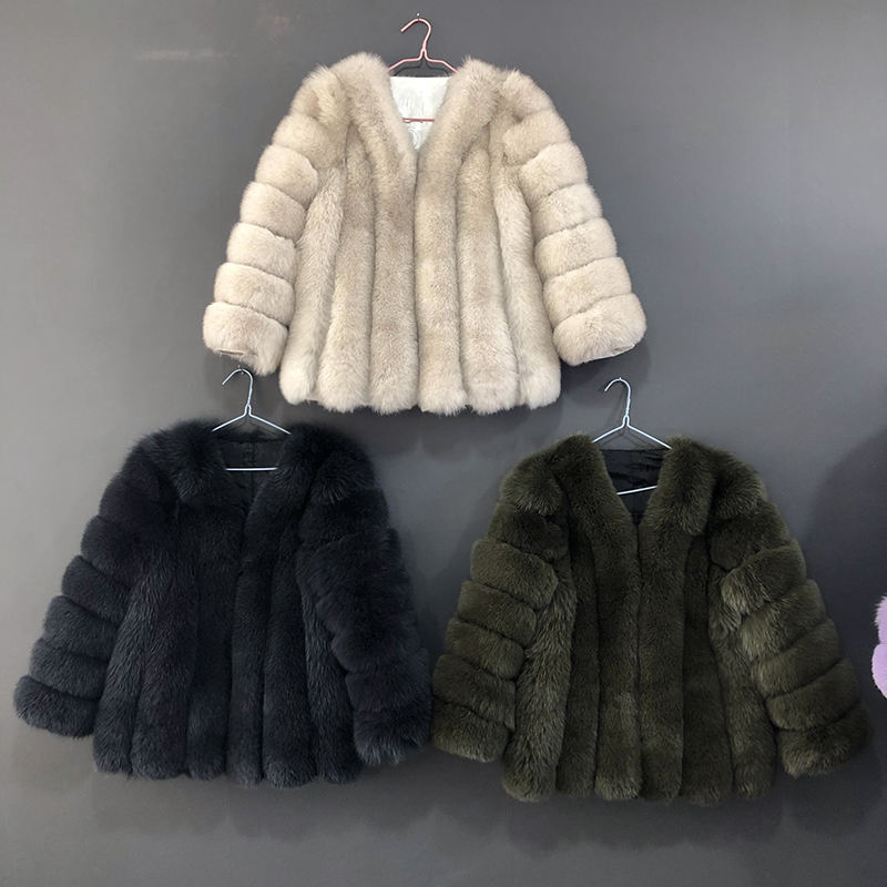 MIRA - Fur coat straight
