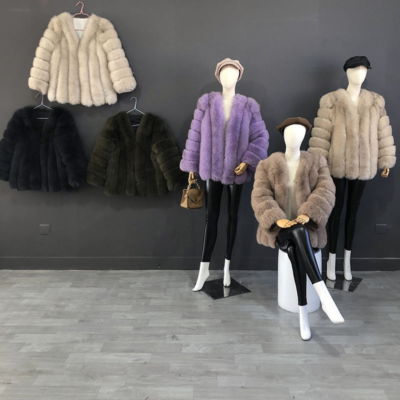 MIRA - Fur coat straight