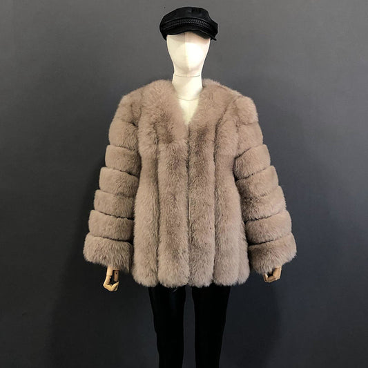 MIRA - Fur coat straight