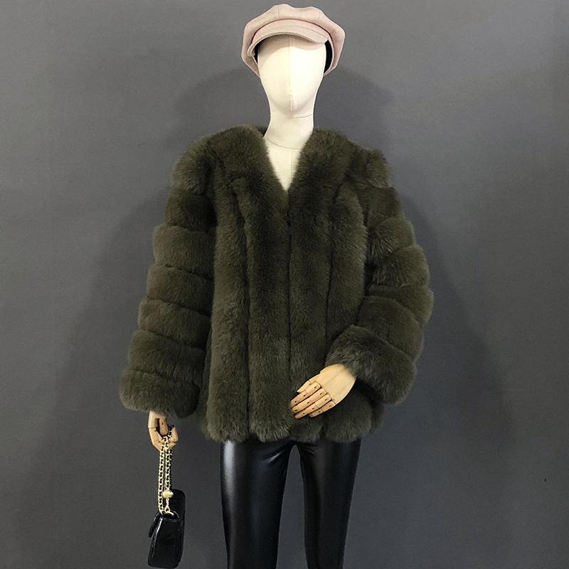 MIRA - Fur coat straight
