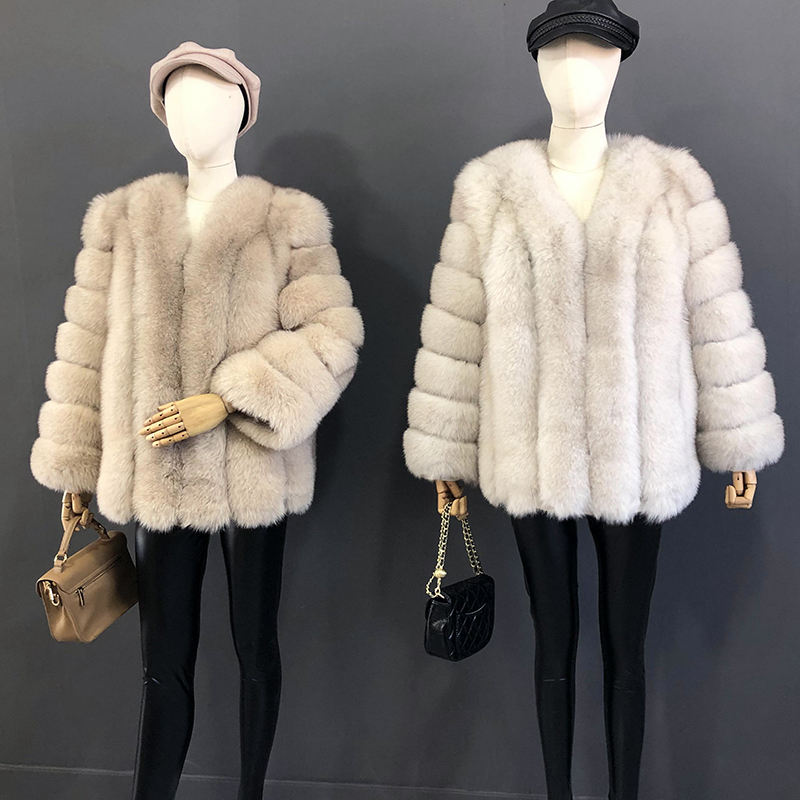 MIRA - Fur coat straight